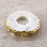 Gold rimmed Marble Tealight Holder
